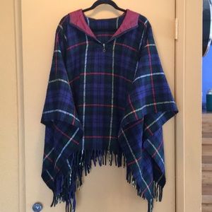 Vintage Hooded Pendleton Poncho w Fringe